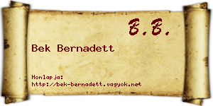 Bek Bernadett névjegykártya